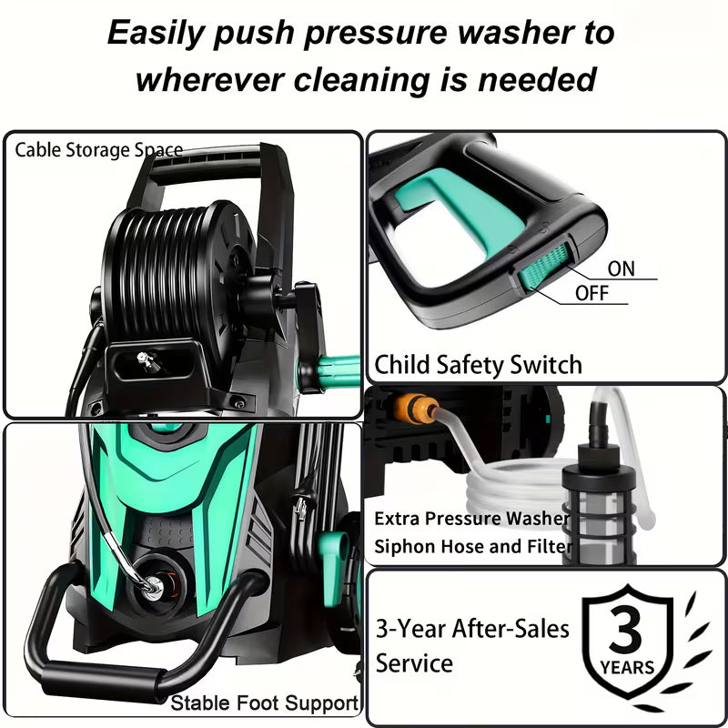 2026 Upgraded High-Pressure Washer, 4500 PSI 3.2 GPM with 4 Quick-Connect Nozzles, Inlet Hose, Filter, and Foam Cannon for Car/Fence/Driveway/Home Cleaning