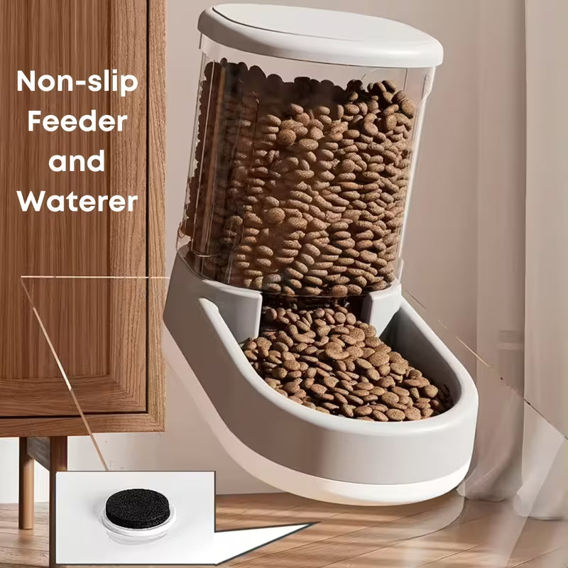 2pcs 8-Pound Large Automatic Dog Food Feeder And Water Dispenser Set, Plastic Gravity Dog Food And Water Dispenser Set for Big/Medium/Small Pet