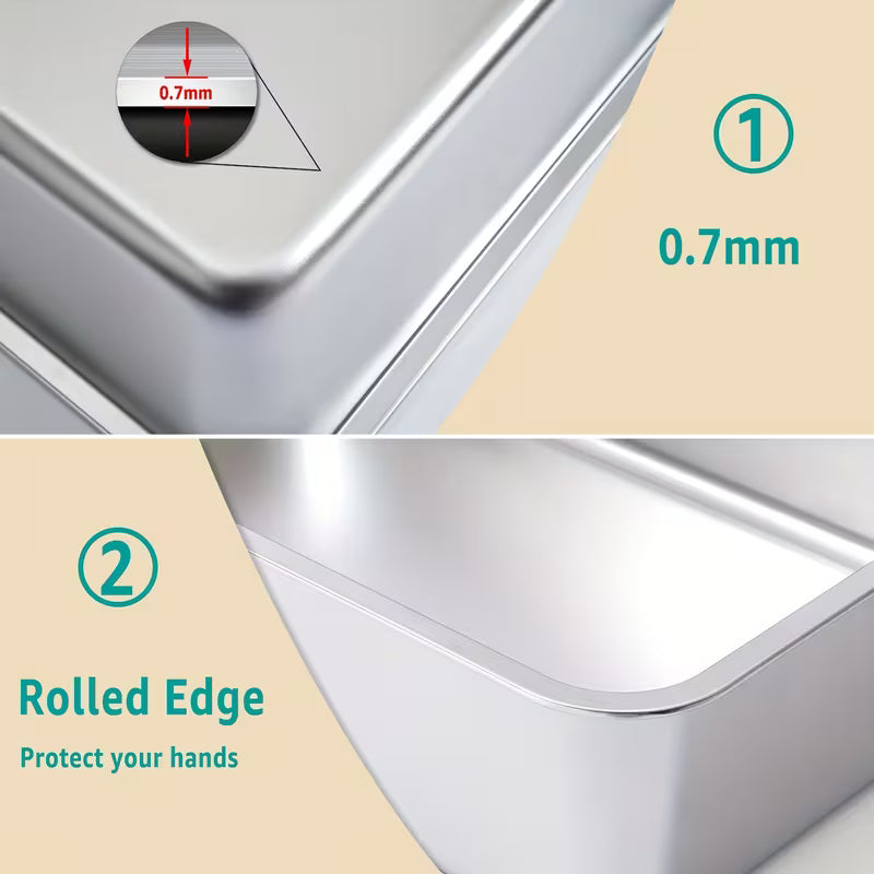 2pcs Stainless Steel Cat Litter Box, 6" Deep Stainless Steel Extra Large Cat Litter Box, XL Metal Litter Box for Big Cats, Easy to Clean, Large Cat Litter Box, 6" High Side Cat Litter Box