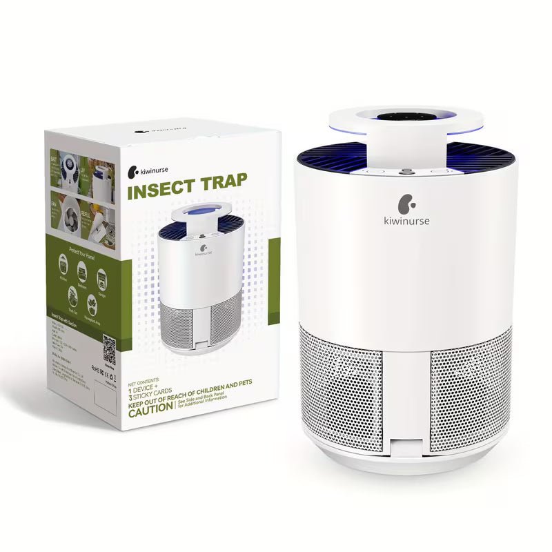 Indoor Insect Trap- UV Light Trap for Mosquitoes, Flies & Moths | 3 Replaceable Sticky Boards & Silent Fan | Nightlight Mode for Bedrooms - White
