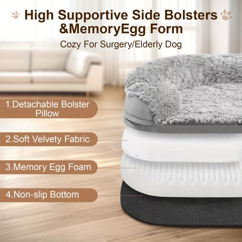Gimars Orthopedic Egg Foam Ultra Soft Dog Beds with Easy Clean Removable Washable Pet Beds Cover for Large Medium Small & Aging Dogs XL