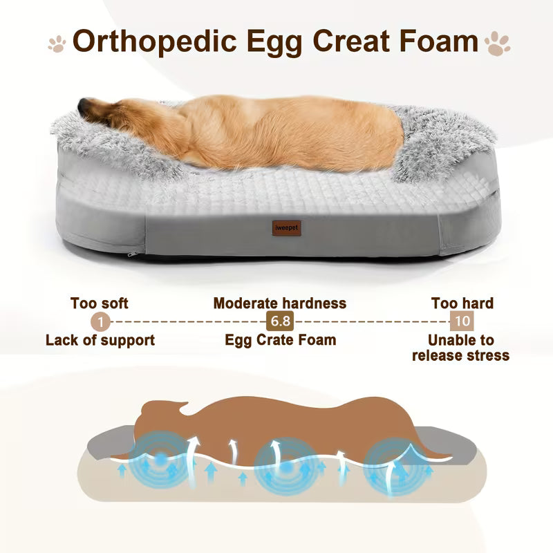 Gimars Orthopedic Egg Foam Ultra Soft Dog Beds with Easy Clean Removable Washable Pet Beds Cover for Large Medium Small & Aging Dogs XL