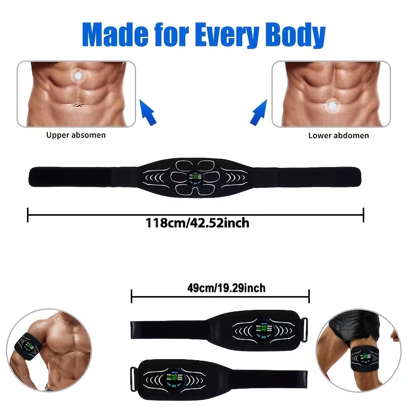 Rechargeable EMS Muscle Stimulator, ABS Fitness Belt, Abdominal Muscle Training And Physical Stimulator - Full-body Relaxation And Fitness, Suitable for Travel, Home Massage, Office, Etc. (Set Includes Abdominal Trainer *1+ Arm Trainer *2)