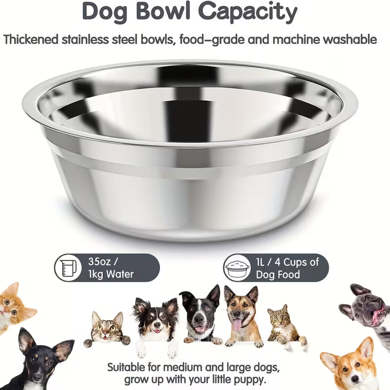 Elevated Dog Bowls Foldable, Raised Feeder Bowls Stand Set with 2 Stainless Steel Bowls.Portable Adjusts to 5 Heights, Dog Food Water Bowls for Large Medium Small Dogs And Cats. Non-Slip Black Pet Dish Station, Easy to Clean