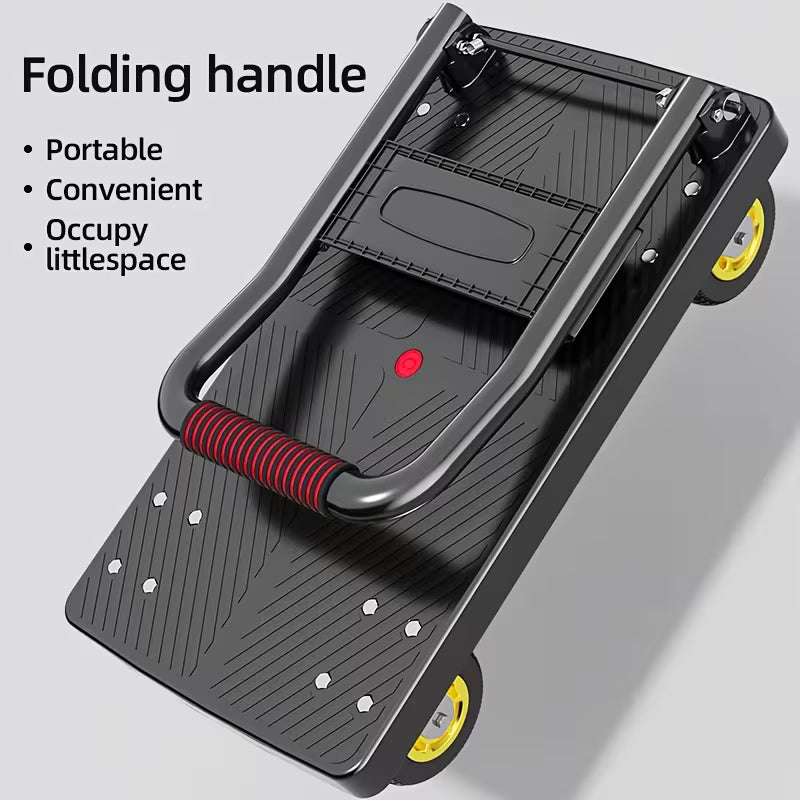 Folding Flat Cart with Silent Wheels And Swivel Wheels for Moving, Carrying Goods, And Home Renovation - Portable Hand Cart with Max Load Capacity Of 660 Lbs