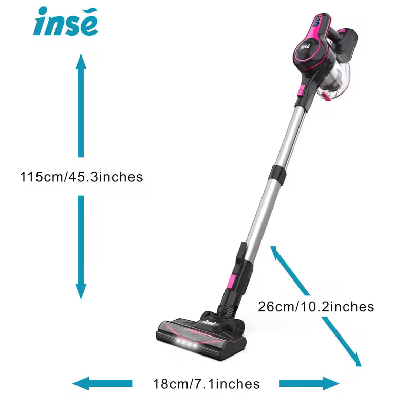 INSE Corded And Cordless Vacuum Cleaner For Home, 35-70KPA 6-in-1Rechargeable Powerful Handheld Vacuum Cleaner/Detachable Battery, Running Time 45 Minutes, 50.5 Oz Dust Cup, LED Brush, Vacuum Cleaners For Home, Hardwood Floor, Carpet And Pet Hair
