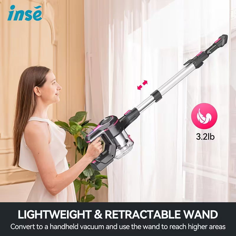 INSE Corded And Cordless Vacuum Cleaner For Home, 35-70KPA 6-in-1Rechargeable Powerful Handheld Vacuum Cleaner/Detachable Battery, Running Time 45 Minutes, 50.5 Oz Dust Cup, LED Brush, Vacuum Cleaners For Home, Hardwood Floor, Carpet And Pet Hair