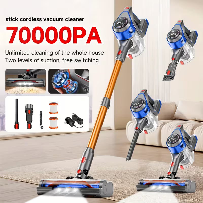 Cordless and Corded Vacuum Cleaners, as Well as Single-unit, MAX 70KPa Brushless Home Handheld Vacuum Cleaners, Lightweight Vacuums with up to 45 Minutes of Battery Life, Perfect for Cleaning Pet Hair, Carpets, Hard Floors, and Dust.