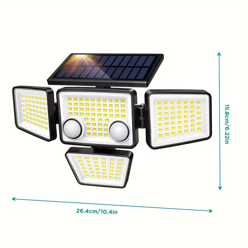 Solar Outdoor Light - 4 Head Light Motion Sensor Outdoor Light, IP65, 270° Wide Lighting Angle Wall Sconce for Garden Restaurants, Hotels, Garage Other Commercial Commercial Solar Lights