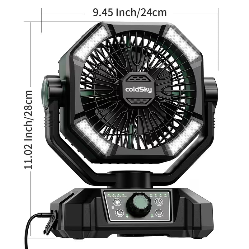Portable Camping Fan, 8 Speeds Outdoor Fan with Remote Control, Dual Motor Powerful Rechargeable Fan for Camping Yard Barbecue Seaside, Camping Equipment And Accessories, Camping Gear, Camping Fan for Campsite, Camping Gear And Equipment