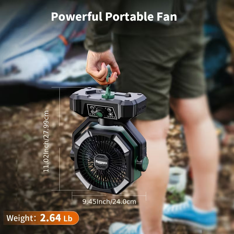 Portable Camping Fan, 8 Speeds Outdoor Fan with Remote Control, Dual Motor Powerful Rechargeable Fan for Camping Yard Barbecue Seaside, Camping Equipment And Accessories, Camping Gear, Camping Fan for Campsite, Camping Gear And Equipment