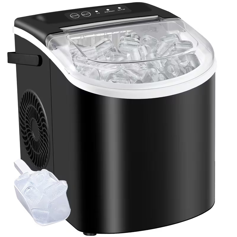 Countertop Ice Maker with Handle, Produces 29 Pounds of Ice in 24 Hours, Makes 9 Ice Cubes in 6 Minutes. Portable Ice Maker Comes with a Basket And Ice Scoop