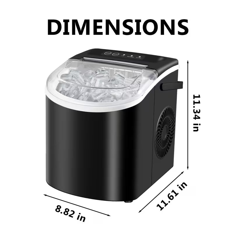 Countertop Ice Maker with Handle, Produces 29 Pounds of Ice in 24 Hours, Makes 9 Ice Cubes in 6 Minutes. Portable Ice Maker Comes with a Basket And Ice Scoop