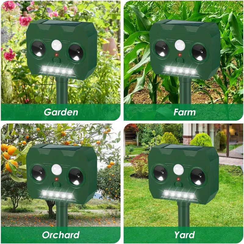 4 Pack Solar Soundwave Technology Animal Repellent Deer Repellent Devices Cat Repellent Outdoor with Strobe Light Motion Sensor Animal Repeller Deterrent, Keep Raccoon Squirrel Skunk Rabbit Out of Yard Garden