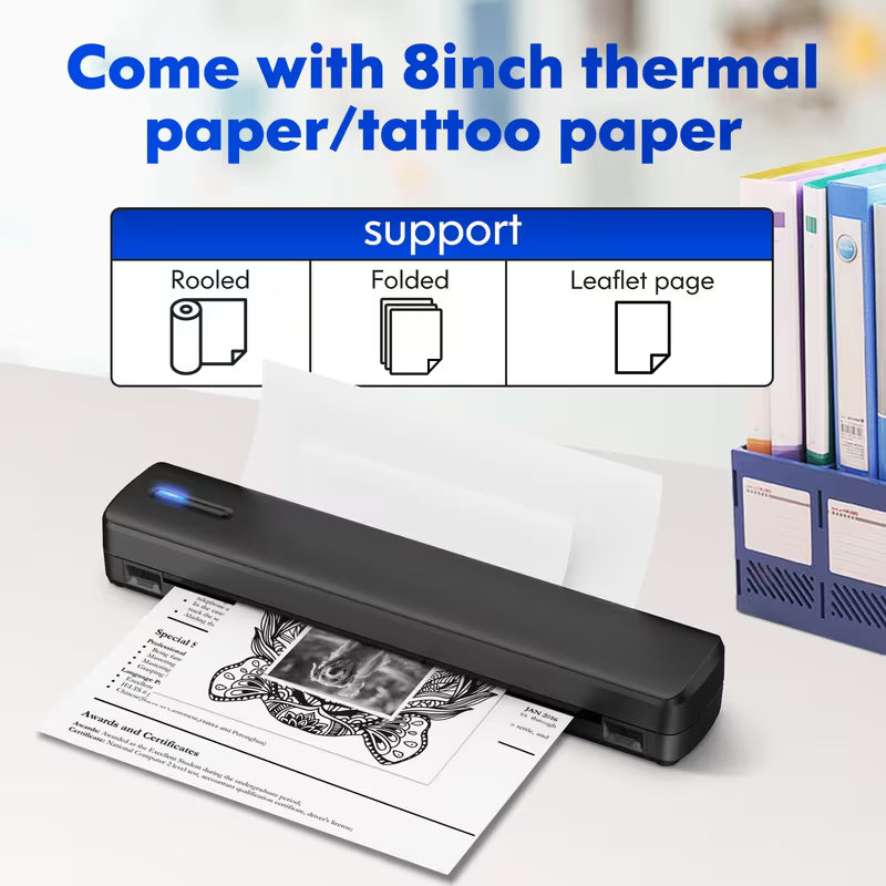 A4 Portable Printer Wireless come with 20sheets Paper, Thermal Inkless Printer, Small Compact Printer Support 8.5x11 inch Folding Paper/Rolling/Tattoo Paper, Compatible with Laptop Phone And Pad, Suitable for Home, Office, School And Travel