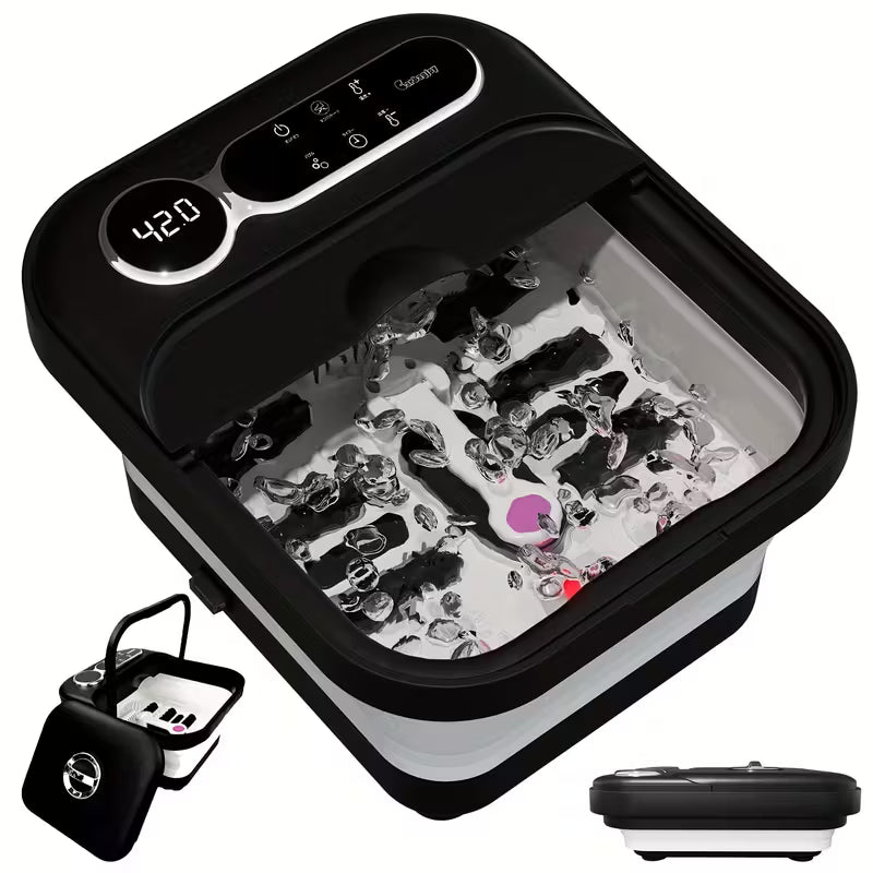 Collapsible Foot Spa And Massager with Heater And Temperature Control, Foot Bath Bowl with Bubbles, Six Massage Rollers, Vibration And Red Light, Foot Soak. Best Mother'S Day Gifts