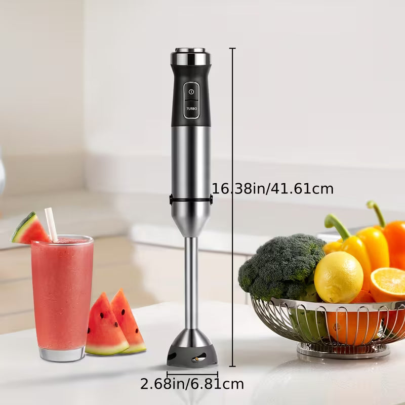 7-in-1 Immersion Blender Handheld 1000W 20-Speed & Turbo Mode, Scratch Resistance Hand Blender WIth Dough Hooks, Egg Beaters, Whisk, 27.05oz Beaker, 20.29oz Chopper Titanium Blades, BPA-Free