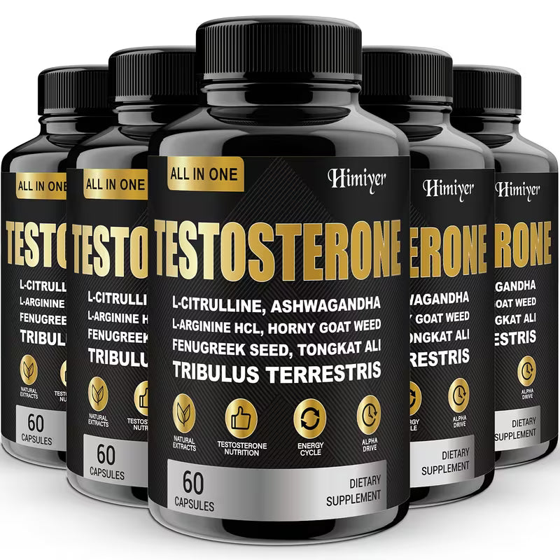 5 Packs Testosterome Dietary Supplements Capsules For Men With Tongkat Ali, Horny Goat Weed, L-Citrulline L-Arginine, Ashwagandha, Men'S Health