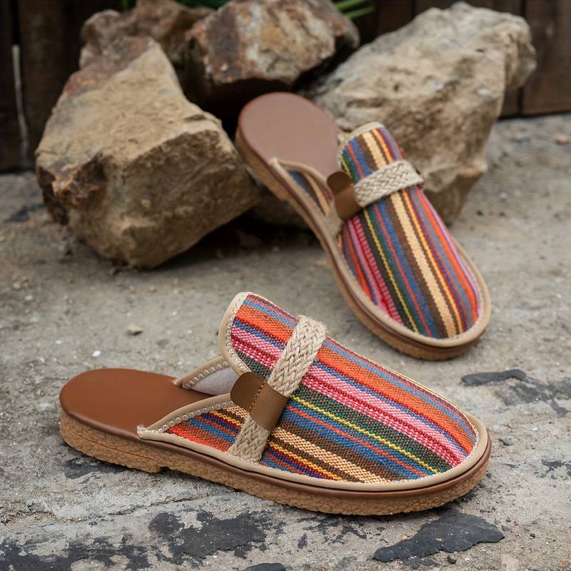 Women's Striped Jute Slip-On Shoes