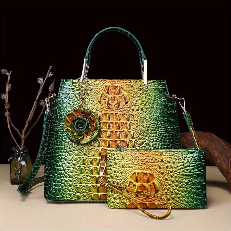 Crocodile Pattern Handbag Set