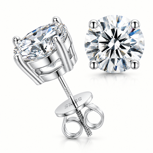 S925 silver 4ct moissanite screw-back stud earrings.