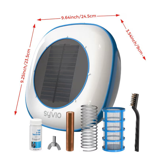Solar Powered Pool Ionizer, Chemical-Free Floating Water Purifier for Fresh, Saltwater Pools Up to 45, 000 Gallons, Chlorine Saver, Includes Brass Parts, Cleaning Brush, Reusable Summer Must-Have