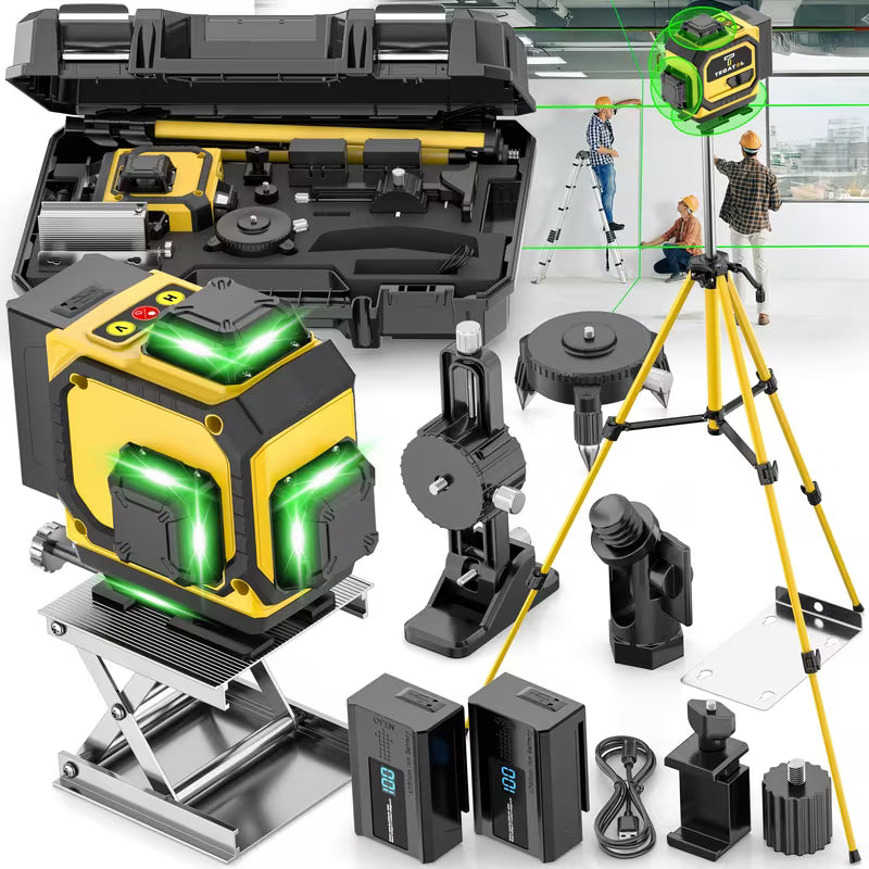 16-line 4D Laser Level 360° Self-leveling Rotating Crosshead Measurement - High-precision Tool with Rechargeable Battery, Precise Laser Line To Help with Quick and Accurate Positioning, Leveling and Alignment During Decoration, Home Tool