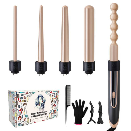 5in 1 Curling Iron Set Hair Styling Tools Hair Curlers for Woman with 5 Ceramic Interchangeable Barrels for All Hair Types, Fast, Dual Voltage for Travel, Ideal Gift for Women Birthday Christmas Thanksgiving Day