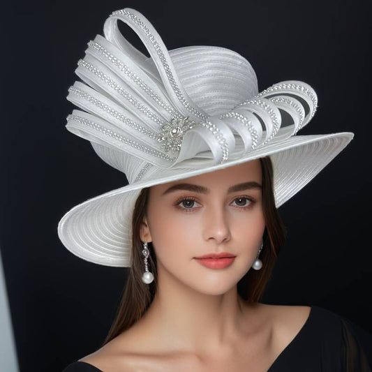Women's Rhinestone Floral Church Hat