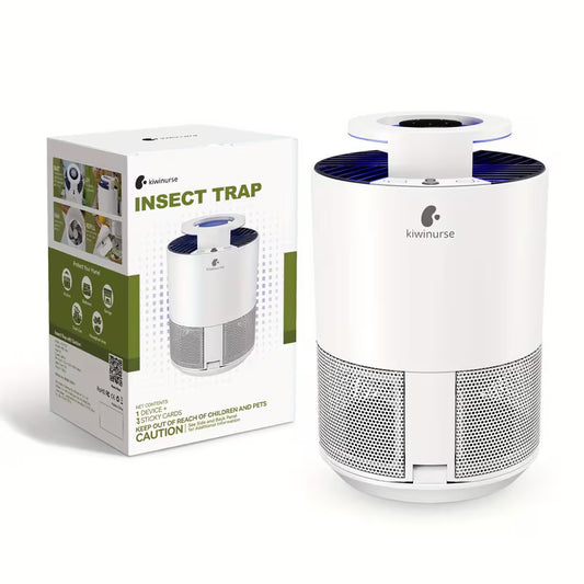 Indoor Insect Trap- UV Light Trap for Mosquitoes, Flies & Moths | 3 Replaceable Sticky Boards & Silent Fan | Nightlight Mode for Bedrooms - White
