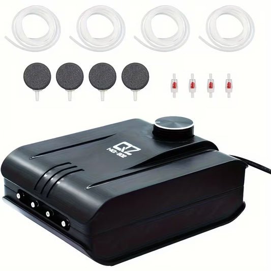 Aquarium Air Pump with 4 Outlets (1.6L/min, Up to 400 Gallon), Quiet Fish Tank Air Pump with Adjustable Air Valve for Aquarium, Hydroponics, Fish Tank, Pond
