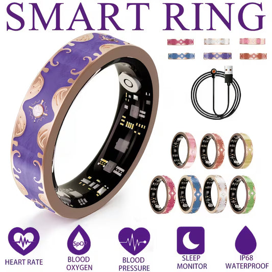 Smart Ring for Women - Fitness Ring with Health/Sleep/Stress Monitor, Menstrual Cycle & Pedometers, 100+ Sport Modes, IP68 Waterproof, Health And Fitness Tracker Compatible with Iphone And Android - Ideal Gift for Mom/Wife/Girlfriend