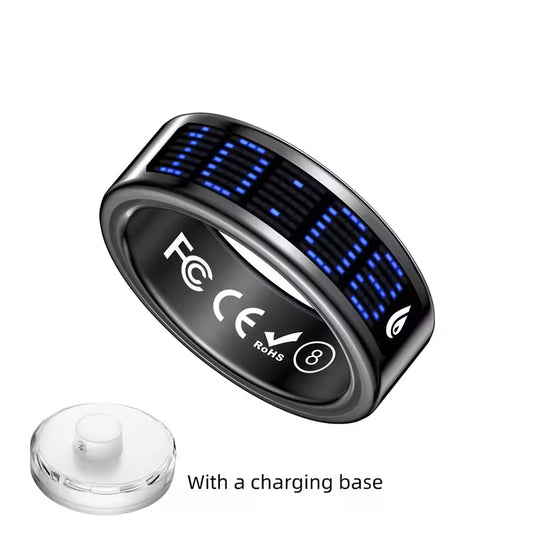 Call Display Function, Sleep, Workout, And Menstrual Cycle Tracking, IP68 Fitness Ring, Fitness Tracker Ring with Magnetic Charging Base for Long-lasting Battery Life, Compatible with iPhone And Android Devices Without App Fees, Ideal for Daily