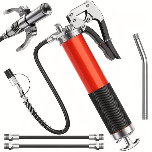 8000 PSI heavy-duty grease gun kit with locking coupler.