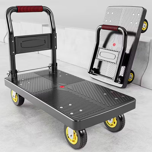 Folding Flat Cart with Silent Wheels And Swivel Wheels for Moving, Carrying Goods, And Home Renovation - Portable Hand Cart with Max Load Capacity Of 660 Lbs