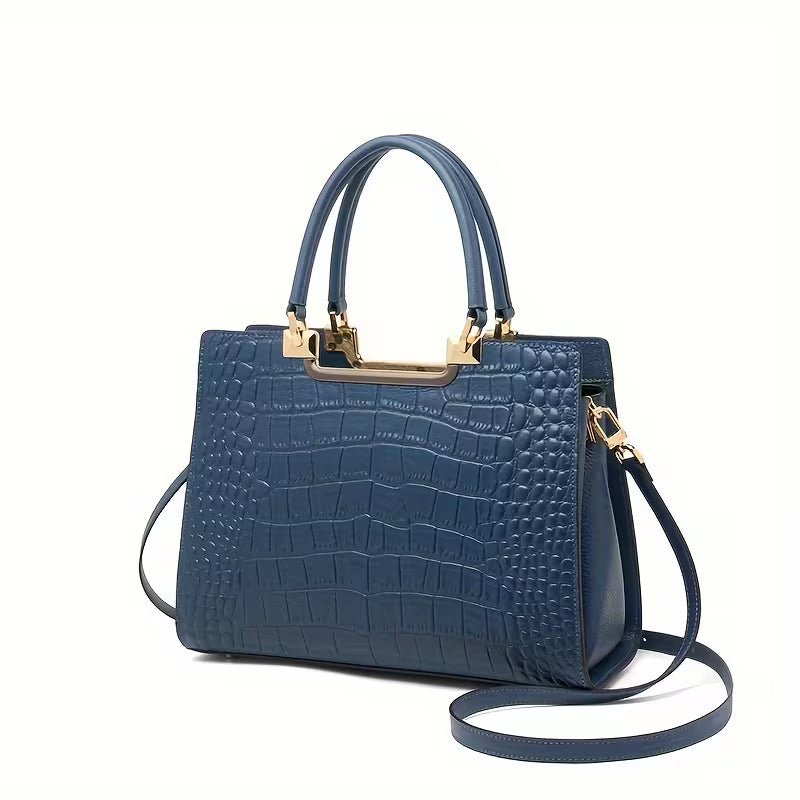 Zooler Brand Women'S Handbag, 2026 New Light Luxury Women'S Bag, Crocodile Pattern Handbag, Genuine Leather Women'S Bag for Daily Use, Fashionable Genuine Leather Material Crocodile Pattern Mid-Age Premium Handbag