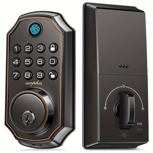 Keyless | Fingerprint [Handle Option] Smart Door Lock with Keypad | Keyless Entry and Fingerprint Door Lock, Deadbolt with Keypad, Includes 2 Keys, 50 Fingerprint Passwords + 50 Numeric Passwords | App Control, Privacy Password, Auto-Lock