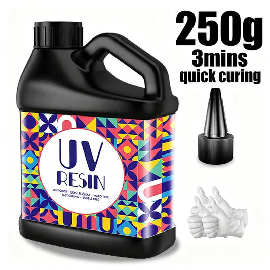 250G High Transparent UV Resin Kit with UV Light, Low Odor Super Anti-Yellow Fast Curing Epoxy Glue for Handmade Jewelry