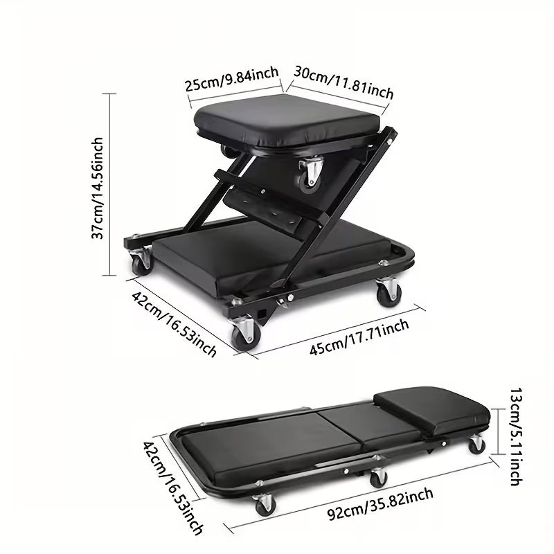 36 Inch,foldable Z-crawler 2-in-1 Crawling Suit,300 Pound Capacity, Adjustable Roller Coaster Rolling Folding Car Crawling Suit, New Gift for Husband, with 6 2.5-inch Wheels, Suitable for Car