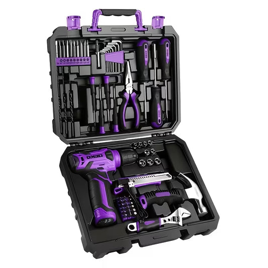 DEKO 128/151pcs Household Power Tool Set With 8V/12V Cordless Drill Driver, 800RPM Rechargeable Electric Tool Kit, Hand Tool Set For, Home Projects, Refurbish, Perfect Father'S Day Gift Deal