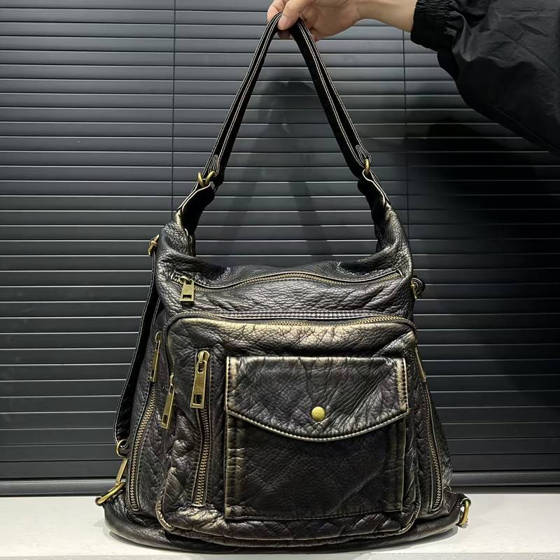 Women's Vintage Multi-Pocket Crossbody Backpack