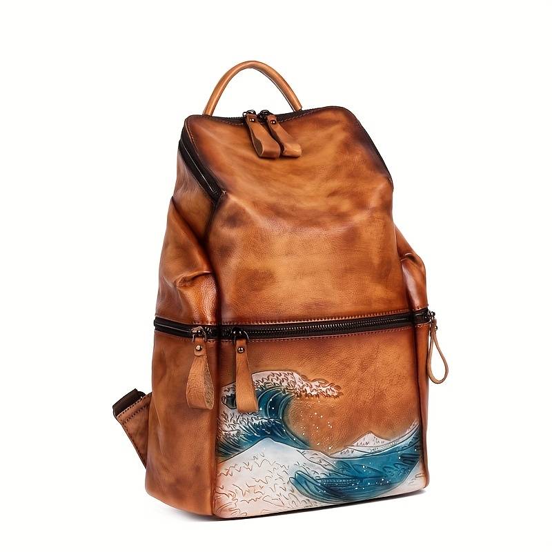Retro printed women’s travel backpack.