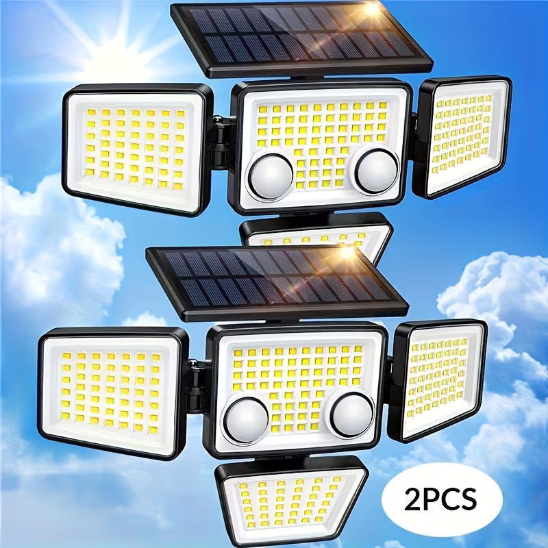 Solar Outdoor Light - 4 Head Light Motion Sensor Outdoor Light, IP65, 270° Wide Lighting Angle Wall Sconce for Garden Restaurants, Hotels, Garage Other Commercial Commercial Solar Lights