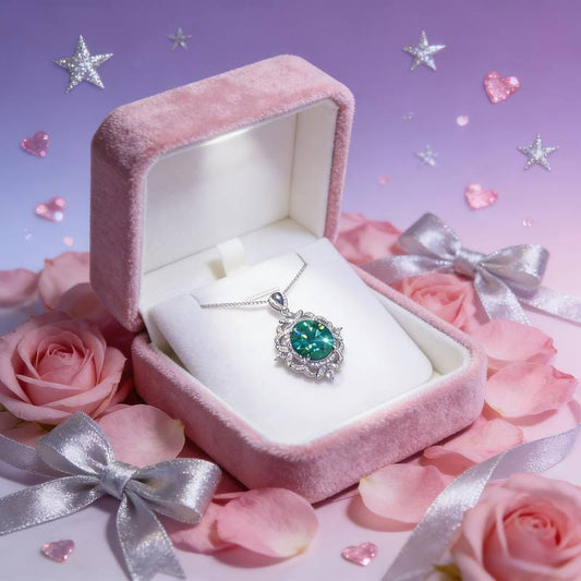 S925 silver 5 carat green moissanite pendant.