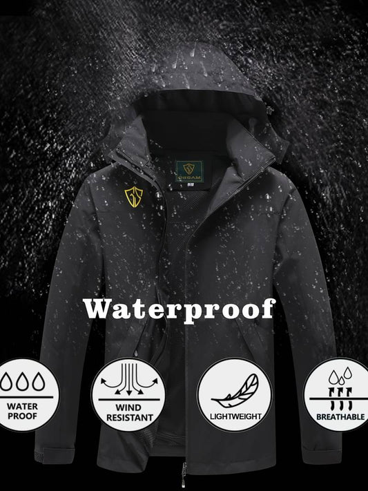 Women’s hooded waterproof windbreaker jacket.