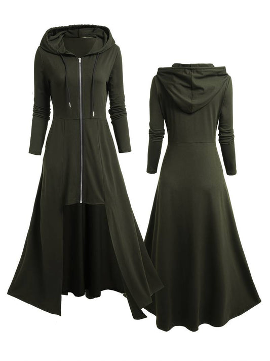 Women's Gothic Zip-Up Hooded Swallowtail Jacket