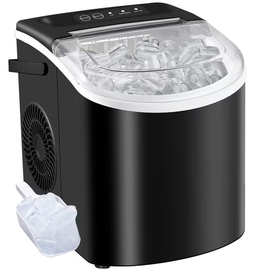 Countertop Ice Maker with Handle, Produces 29 Pounds of Ice in 24 Hours, Makes 9 Ice Cubes in 6 Minutes. Portable Ice Maker Comes with a Basket And Ice Scoop