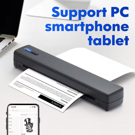 A4 Portable Printer Wireless come with 20sheets Paper, Thermal Inkless Printer, Small Compact Printer Support 8.5x11 inch Folding Paper/Rolling/Tattoo Paper, Compatible with Laptop Phone And Pad, Suitable for Home, Office, School And Travel