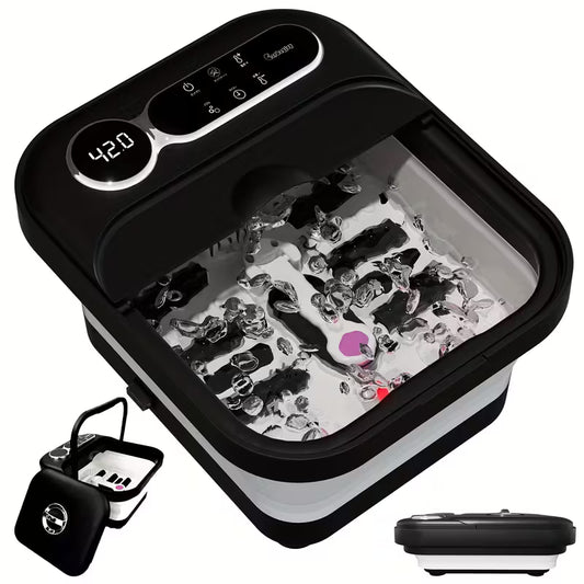 Collapsible Foot Spa And Massager with Heater And Temperature Control, Foot Bath Bowl with Bubbles, Six Massage Rollers, Vibration And Red Light, Foot Soak. Best Mother'S Day Gifts