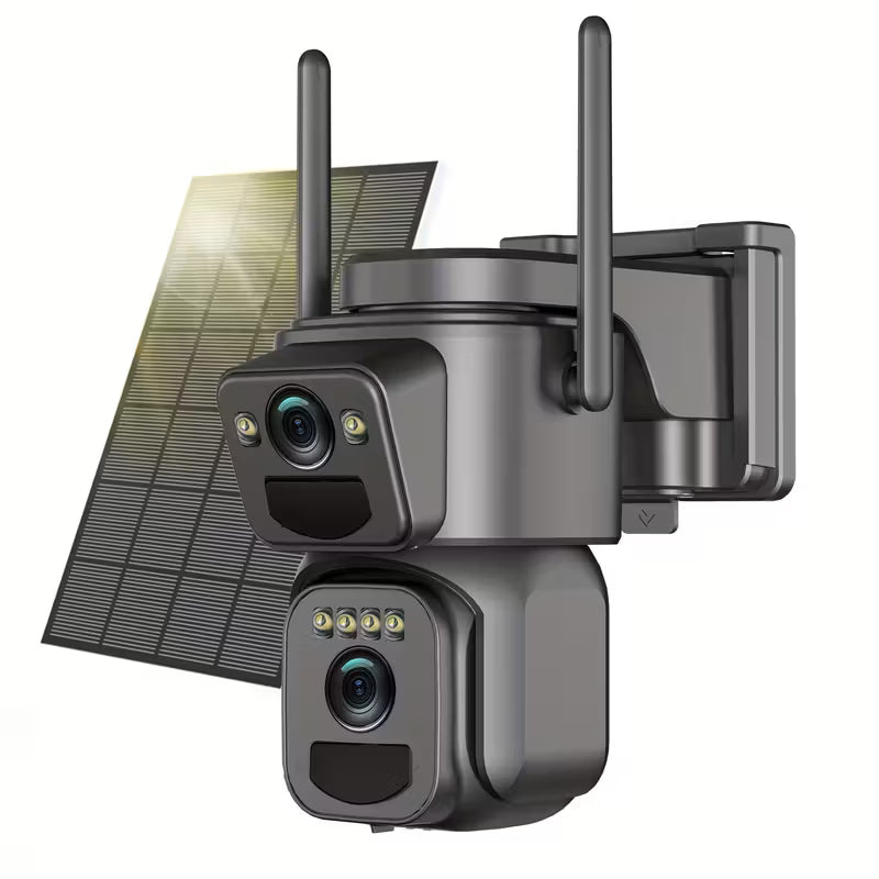 IP66 Waterproof [10x Zoom] 360-degree Low-power CCTV Solar Panel Battery 2K WiFi Camera With Spotlight Alarm, Motion Detection, Color Night Vision, Two-way Audio